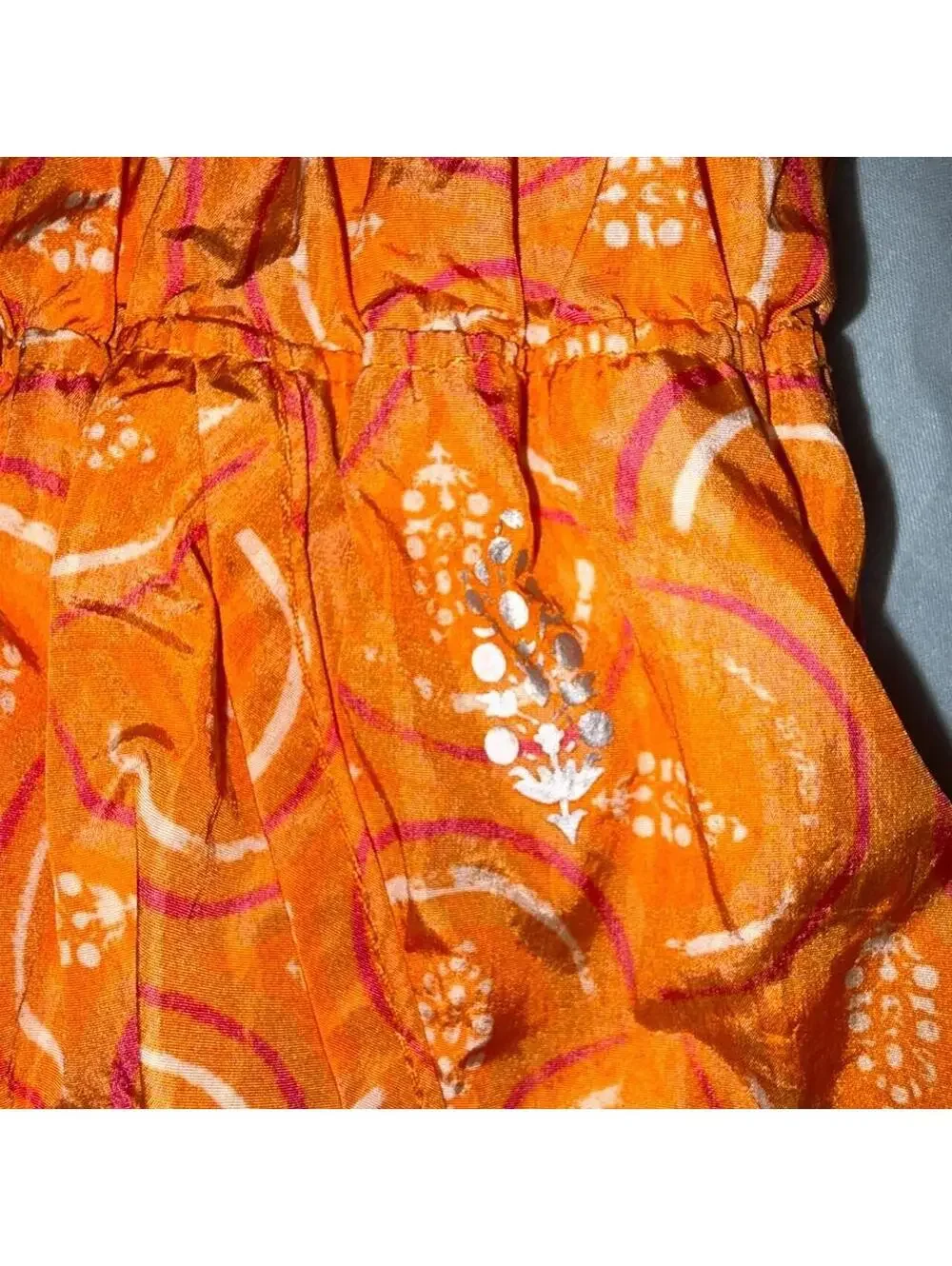Free People movement Women's Orange Shorts sz Small fall paisley print pocket